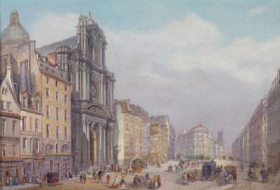 View of Rue Saint-Antoine, Paris by Carlo Bossoli
